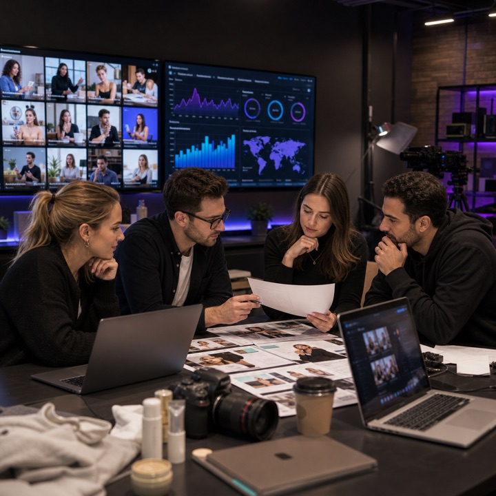 MCN agency team planning commerce videos together